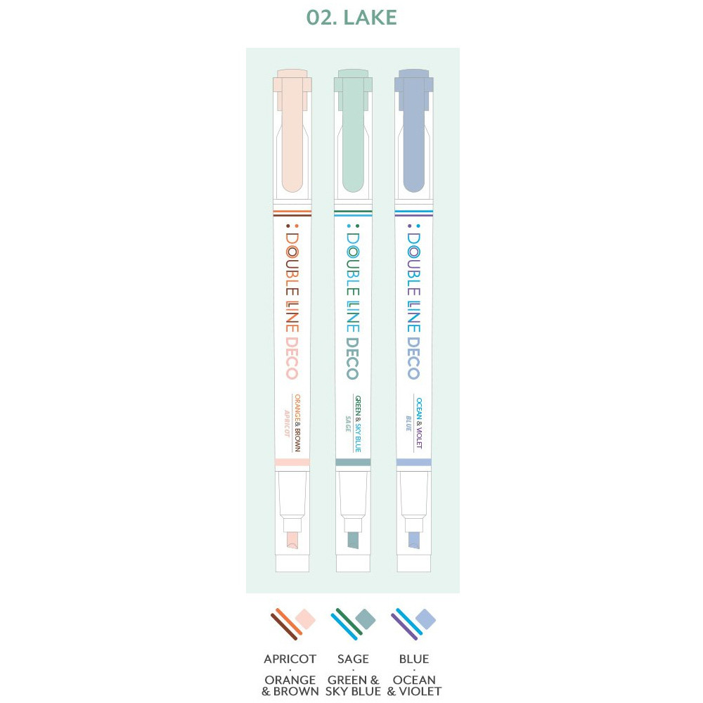Lake - Iconic Dual Line Double Ended Color Pen Set